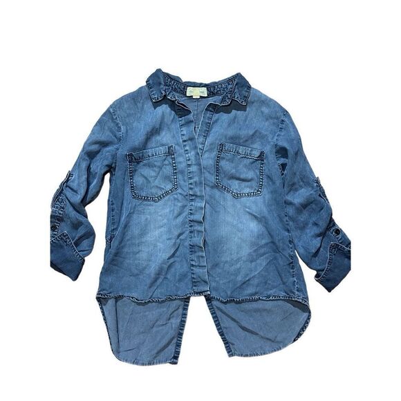 Anthropologie Cloth & Stone Split Back Chambray Button Down Sz S Womens - Picture 2 of 9